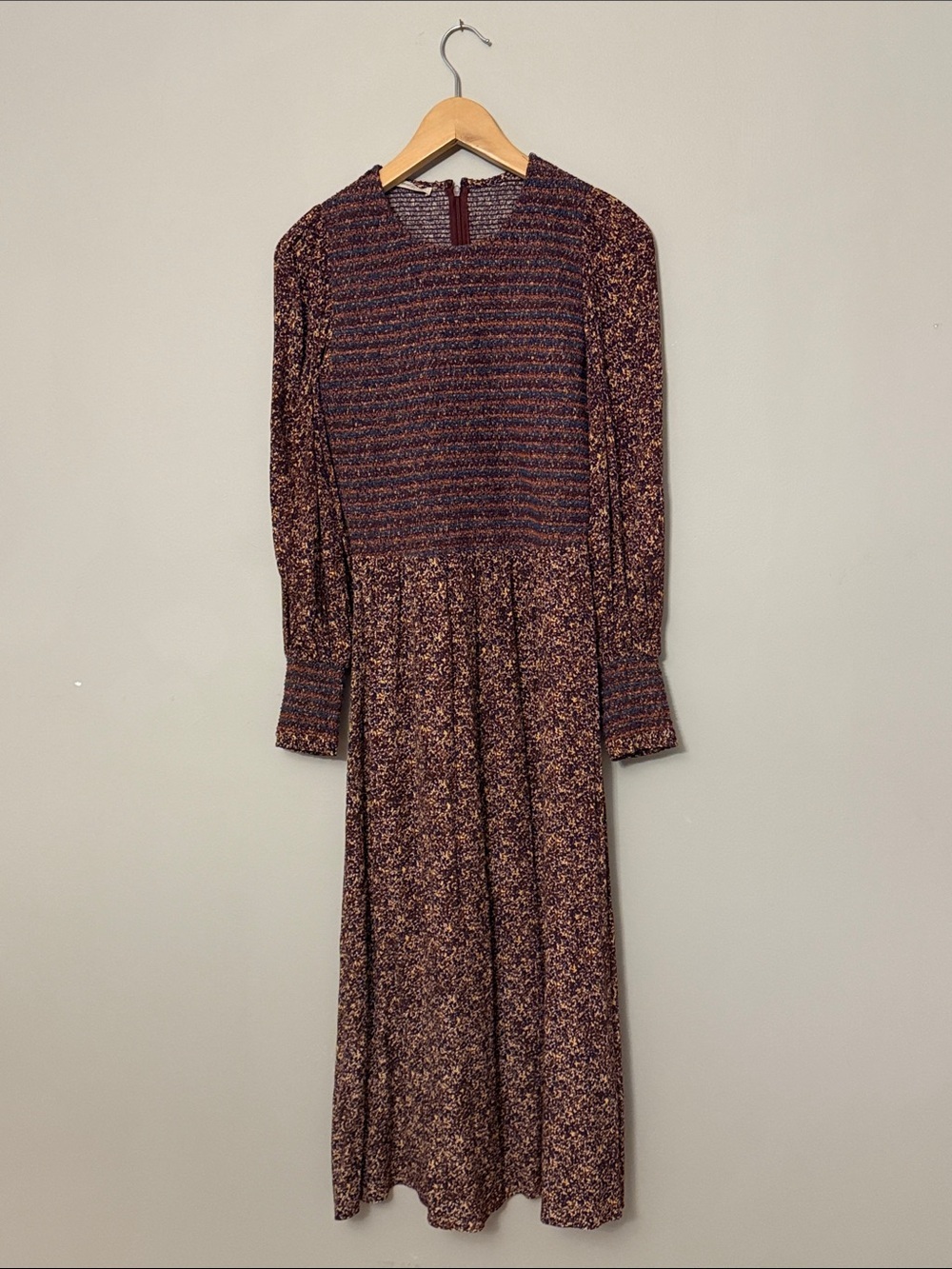 Sessùn Rhoda Midi Dress Small Burgundy Ribbed Stretch Knit French Designer